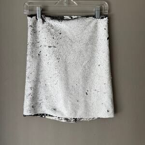 Stardust sz S black white sequin color change mini skirt